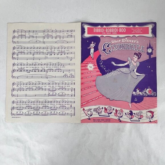 Vintage Walt Disney Sheet Music Cinderella Bibbidi-Bobbidi-Boo The Magic Song - Picture 5 of 5